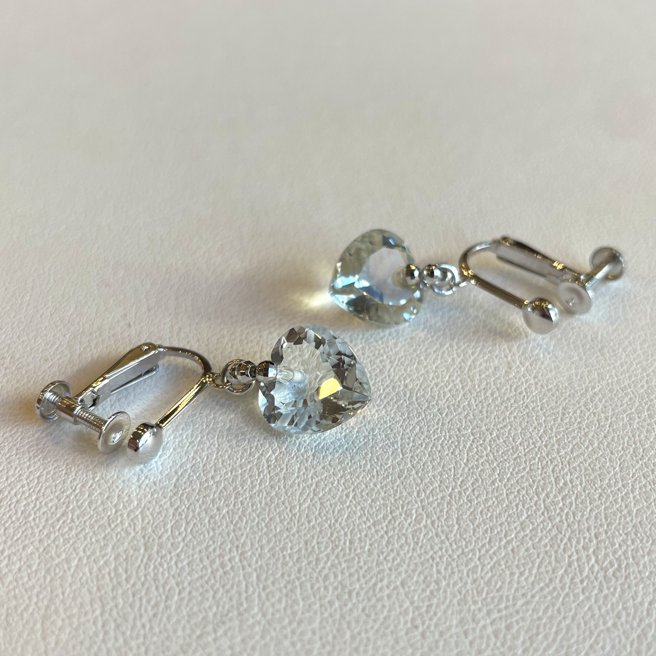 グリーンアメハート、SVイヤリング　No.36384