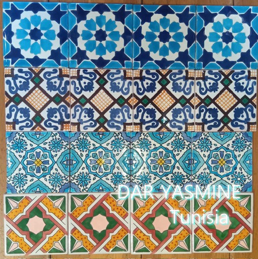 チュニジアタイル16枚セットC　色とりどりにタイルのセット