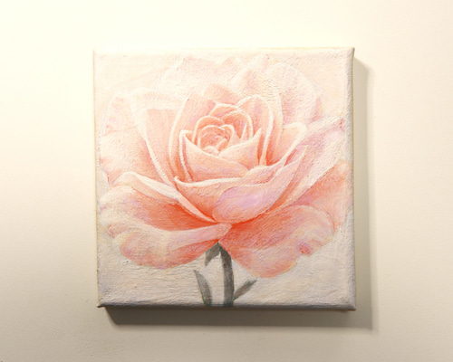 ピンクの薔薇　油絵　原画　手描き ピンクの薔薇 油絵 原画 手描き