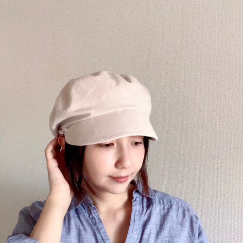 春夏コットンリネンのキャスケット＊エクリュベージュ