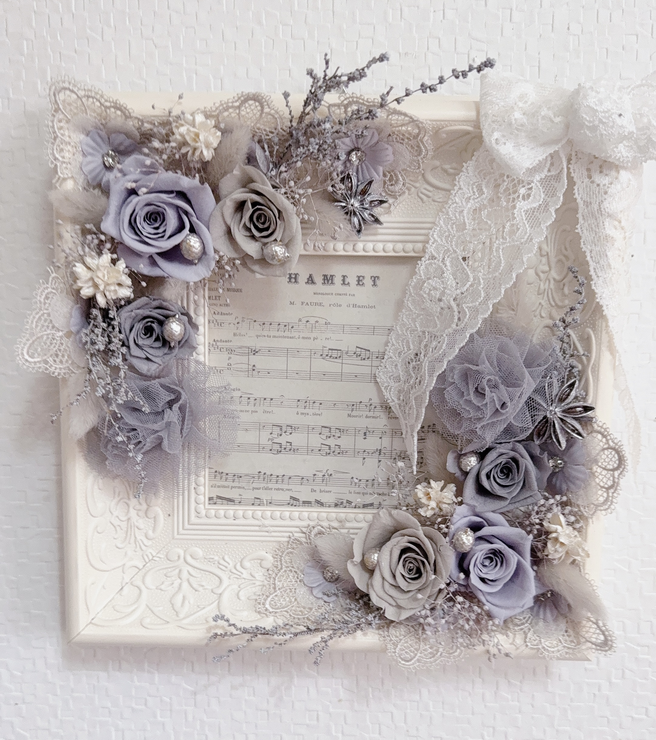 ❤️SALE❤️shabbyホワイトアンティークフレームアレンジ(グレー)