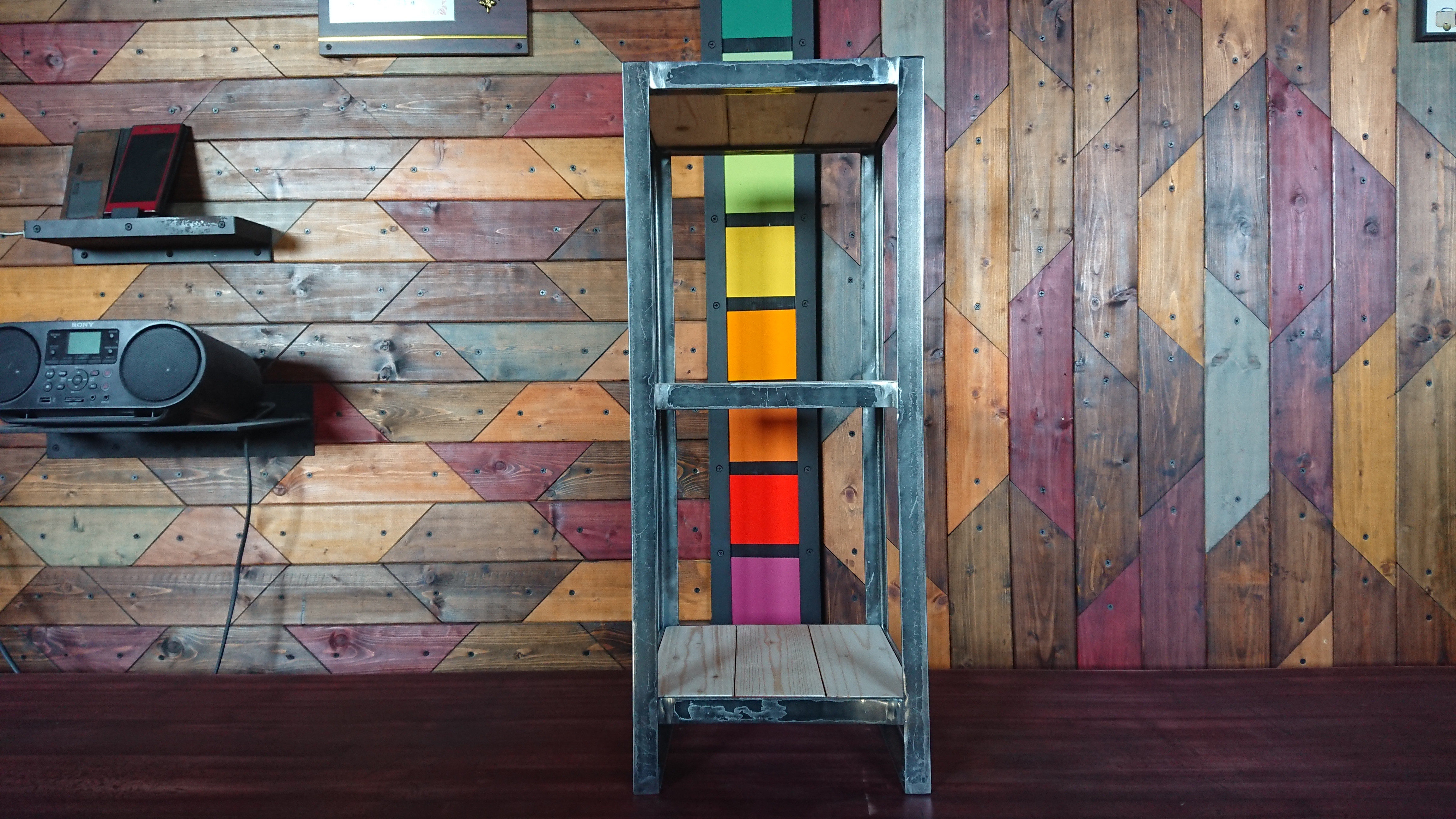 無塗装でアイアンな3段マルチスタンド♪ 273×273×700mm 店舗什器 シューズラック プランター・消毒液スタンド