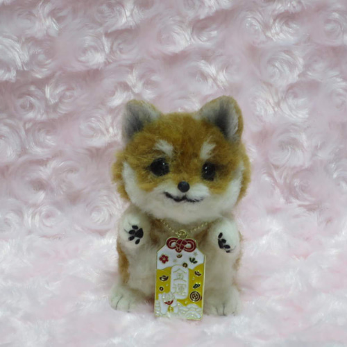 柴犬　羊毛フェルト　獅子舞犬　ハンドメイド 受注制作】おすわりゆる柴犬 羊毛フェルト 犬 羊毛フェルト okayu 通販