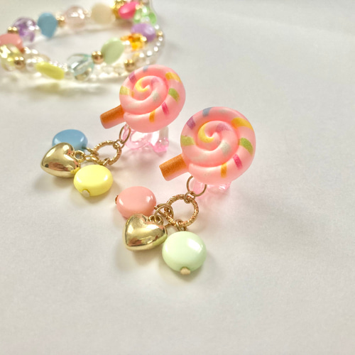 楽天市場】三連ハート イヤリングの通販 子供 ビーズ イヤリング