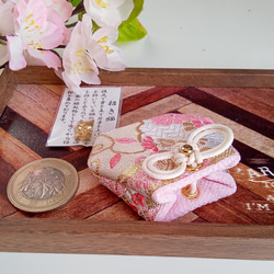 ❁新作❁　お守り袋　金欄　❋お花のブーケ(シャンパン×コーラル)❋　セット売りもあります 7枚目の画像