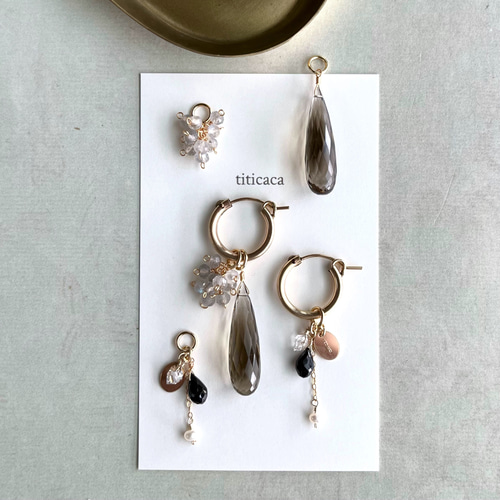 宝石質クリスタルクォーツ着せ替えピアス