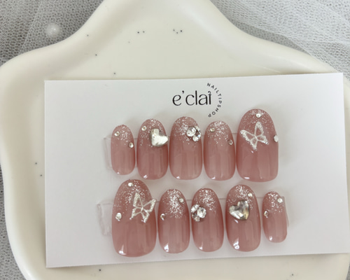 ネイルチップ オーダー マグネット ミラー フレンチ 韓国 夏 蝶々 ネイルチップ オーダー マグネット ミラー フレンチ 韓国 夏 蝶々