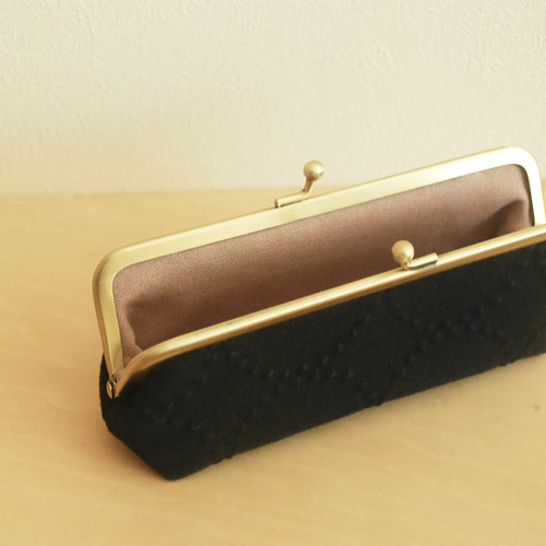 ミナペルホネン【タンバリン dop】ブラック☆がま口 ペンケース がま口