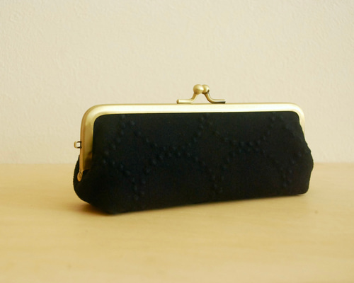 ミナペルホネン【タンバリン dop】ブラック☆がま口 ペンケース がま口