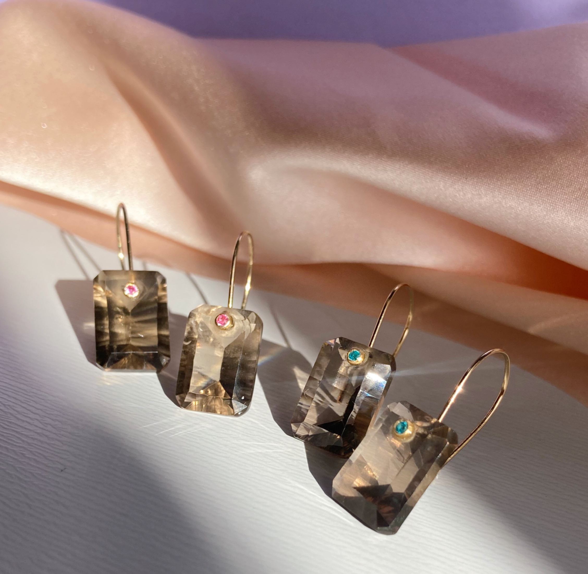 Prana gem dot ✴︎スモーキークォーツ✴︎k14gfピアス