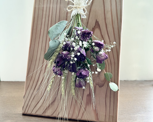 ドライフラワースワッグ 杉板フレームインテリア スワッグ Rest garden