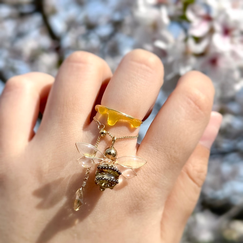 Melty Honey- とろける蜂蜜のワイヤーリング(桜、ミモザ、ネモフィラ