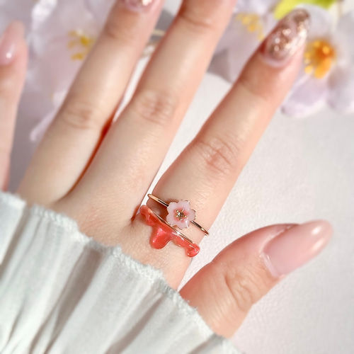 Melty Honey- とろける蜂蜜のワイヤーリング(桜、ミモザ、ネモフィラ