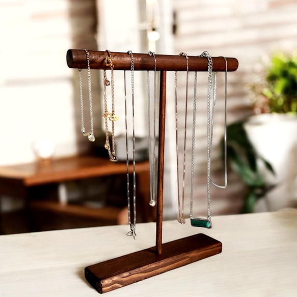 木製　ネックレススタンド　ネックレスホルダー　アクセサリースタンド　ネックレス掛け 2枚目の画像