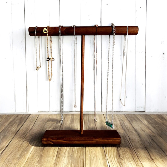 木製　ネックレススタンド　ネックレスホルダー　アクセサリースタンド　ネックレス掛け 4枚目の画像