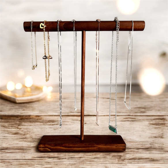 木製　ネックレススタンド　ネックレスホルダー　アクセサリースタンド　ネックレス掛け 1枚目の画像