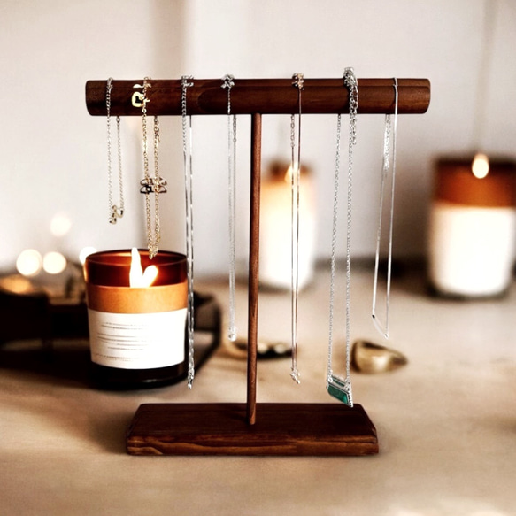 木製　ネックレススタンド　ネックレスホルダー　アクセサリースタンド　ネックレス掛け 3枚目の画像