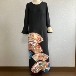 No.155 ノースリーブワンピースとボレロ11号M~L色留袖着物リメイク No.155 ノースリーブワンピースとボレロ11号M~L色留袖着物