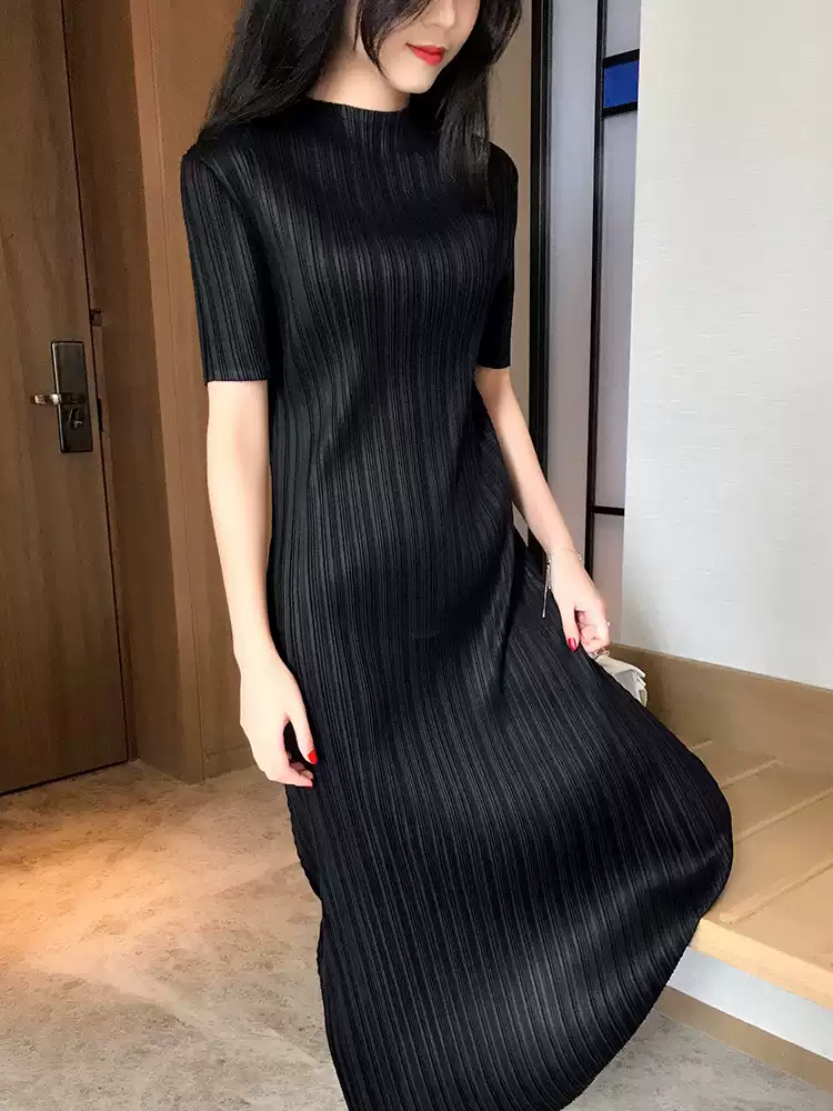 ブラックジャカード綿麻改良チャイナドレススカート女夏雰囲気カジュアルパッチワークリネンワンピース