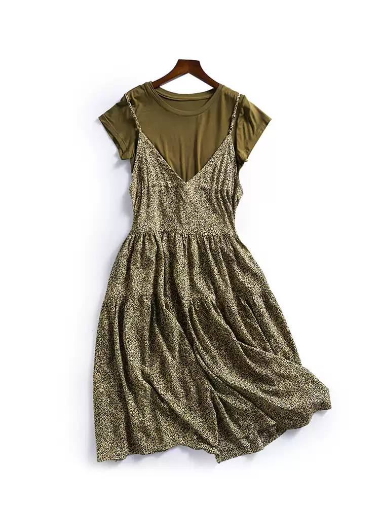 春夏新作レトロモダン綿麻五分袖A字大振りスカート刺繍リネンレトロワンピース