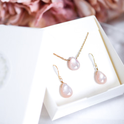 【Creema限定 新春福袋2026〈梅〉】【ピンクシェルのネックレス&ピアス(イヤリング)】サージカルステンレス 2枚目の画像