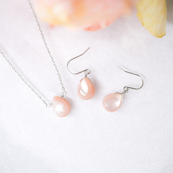【Creema限定 新春福袋2026〈梅〉】【ピンクシェルのネックレス&ピアス(イヤリング)】サージカルステンレス 6枚目の画像