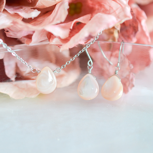 【Creema限定 新春福袋2026〈梅〉】【ピンクシェルのネックレス&ピアス(イヤリング)】サージカルステンレス 9枚目の画像