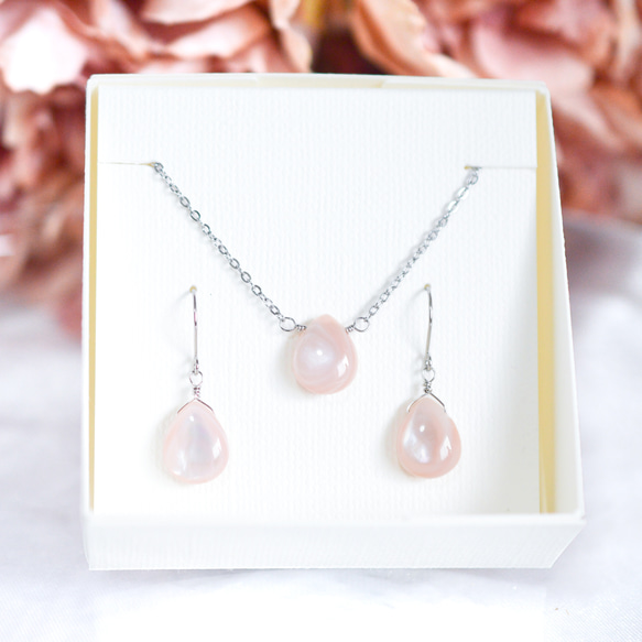 【Creema限定 新春福袋2026〈梅〉】【ピンクシェルのネックレス&ピアス(イヤリング)】サージカルステンレス 3枚目の画像