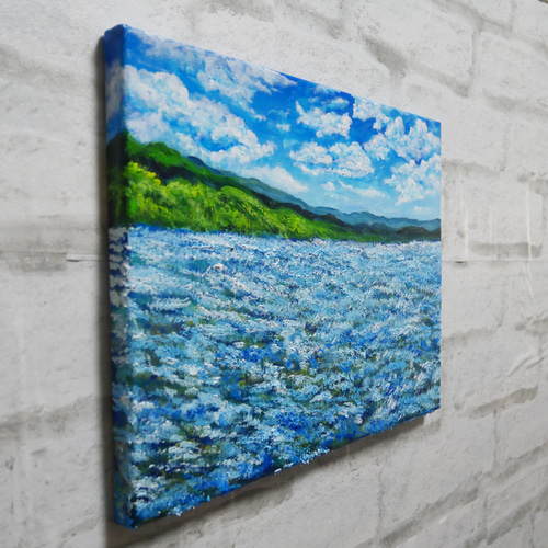 油絵 油彩 油彩画 絵 絵画 【青い大地】 絵画 HR 通販