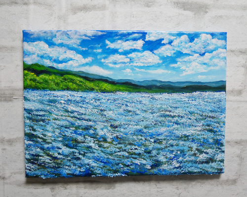 油絵 絵画 原画『青い庭』 油絵 油彩 油彩画 絵 絵画 【青い大地】 絵画 HR 通販