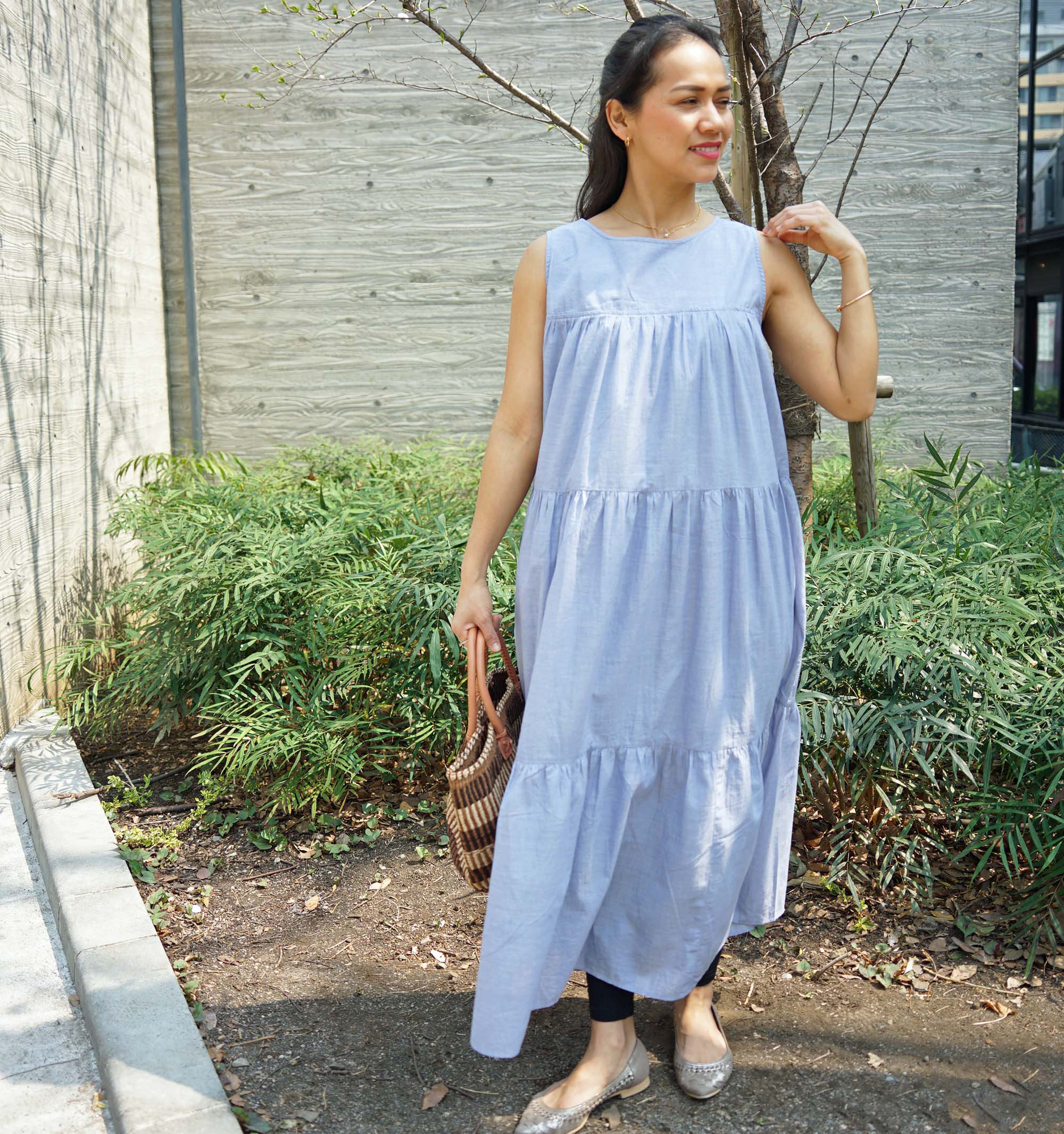 【2025新作・即納可】カディコットン・2WAYティアードワンピ（NK25-002-blue）