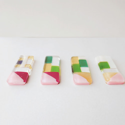 【完売】⁑カラフルモザイクのガラス箸置き⁑暖色カラー 3枚目の画像