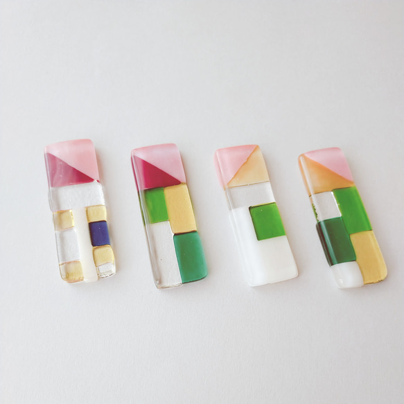 【完売】⁑カラフルモザイクのガラス箸置き⁑暖色カラー 5枚目の画像