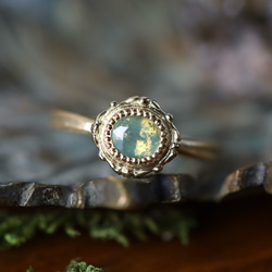 K18YG フェアリーシルキーグリーンのサファイアリング 指輪・リング