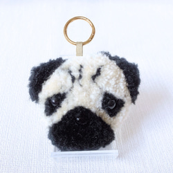 パグ チャーム キーホルダー パンチニードル 犬グッズ うちの子グッズ