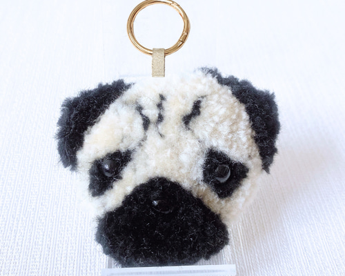 パグ チャーム キーホルダー パンチニードル 犬グッズ うちの子グッズ