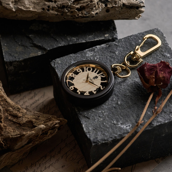 【木製懐中時計】EINBAND Wood Pocket Watch スケルトン 40mm【メイプルウッド文字盤】 2枚目の画像