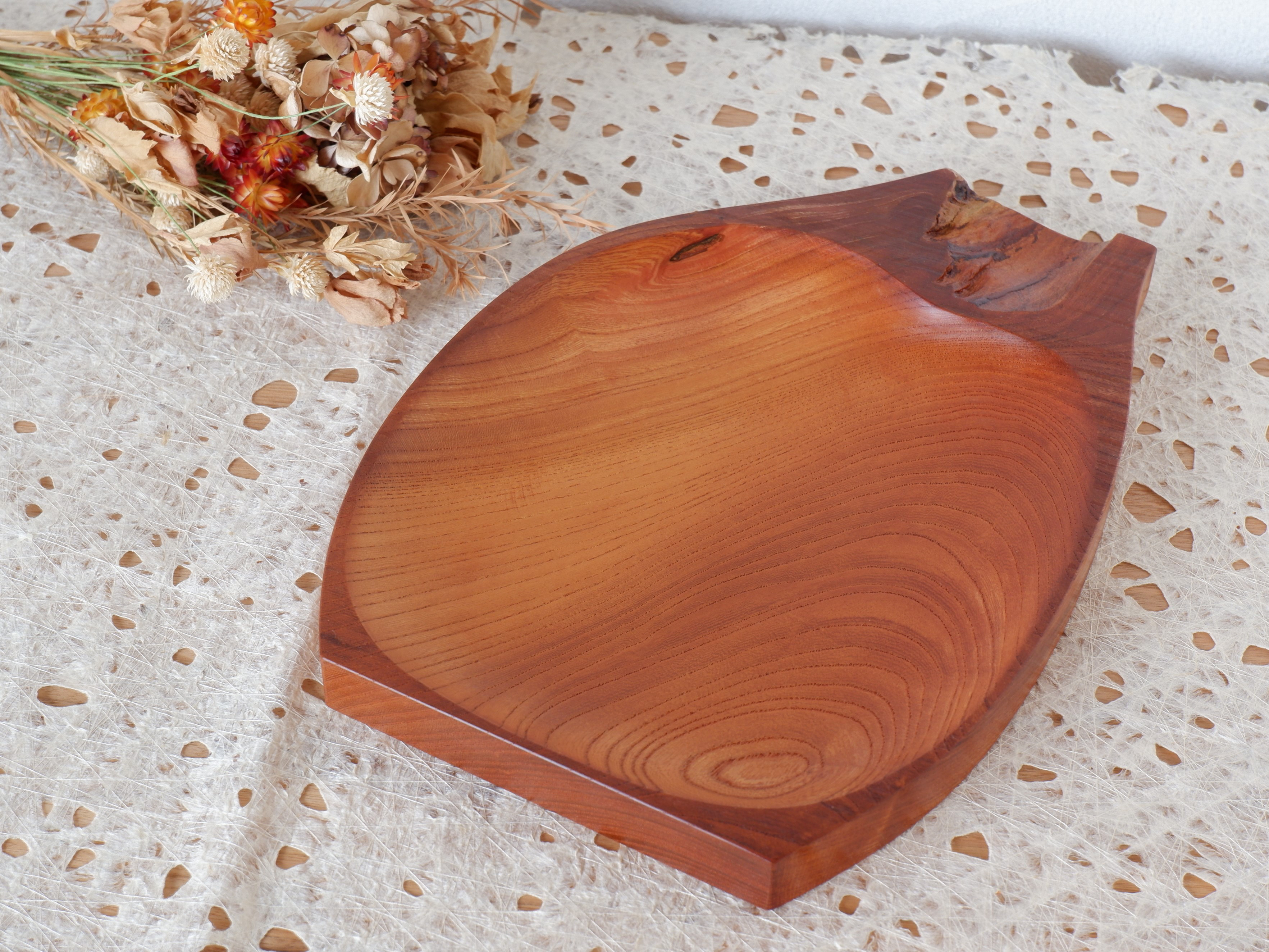 《現品・一点物》ケヤキのお皿　木製/無垢/木のお皿/サラダ皿