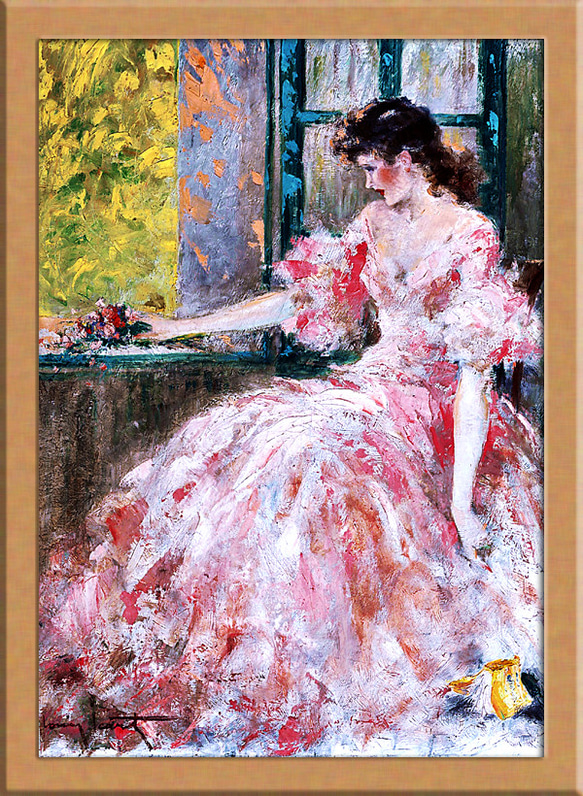 油絵「物思いに耽る女性」 油絵「物思いに耽る女性」