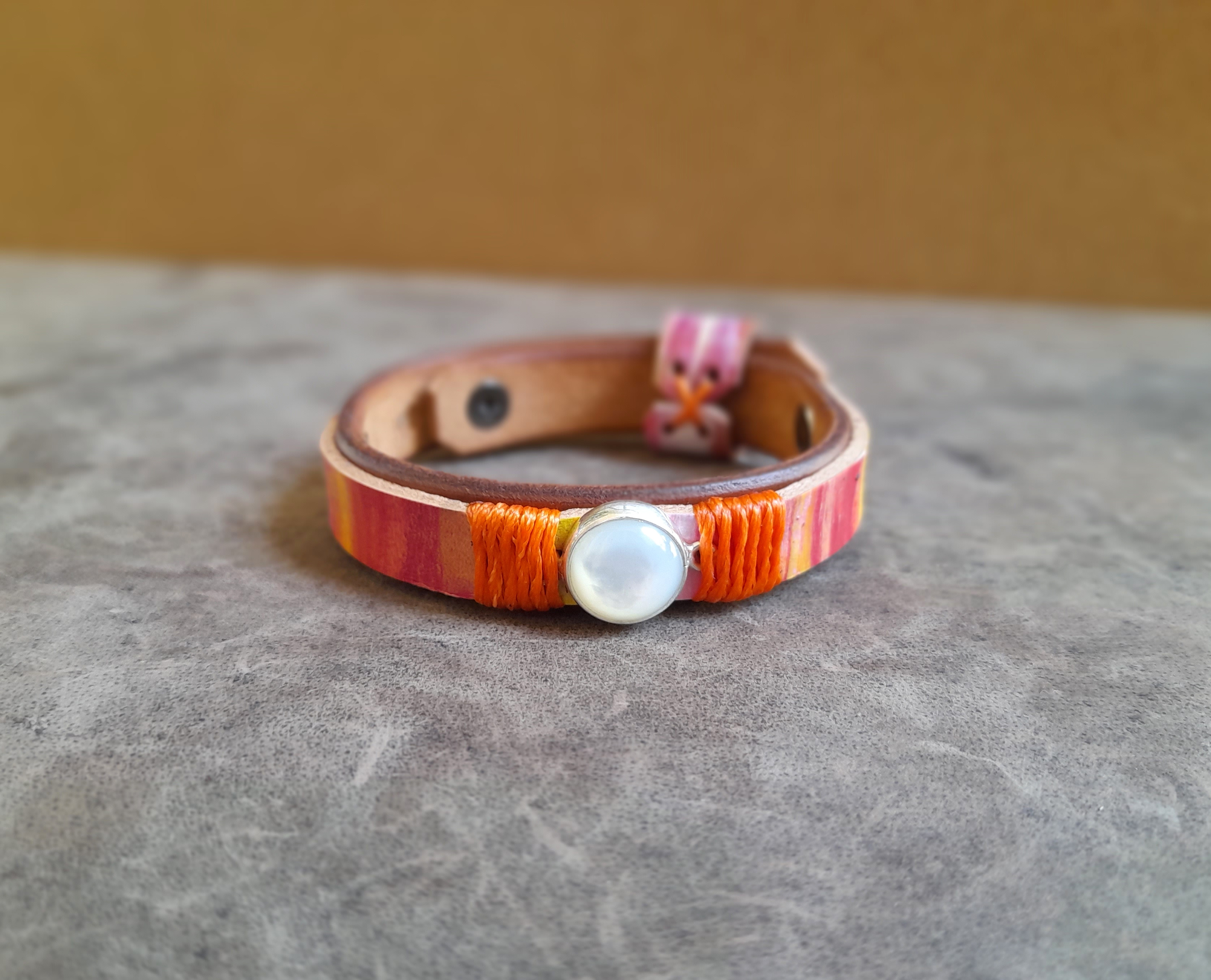 90's Pop Style Natural Moonstone Bracelet, Silver 925