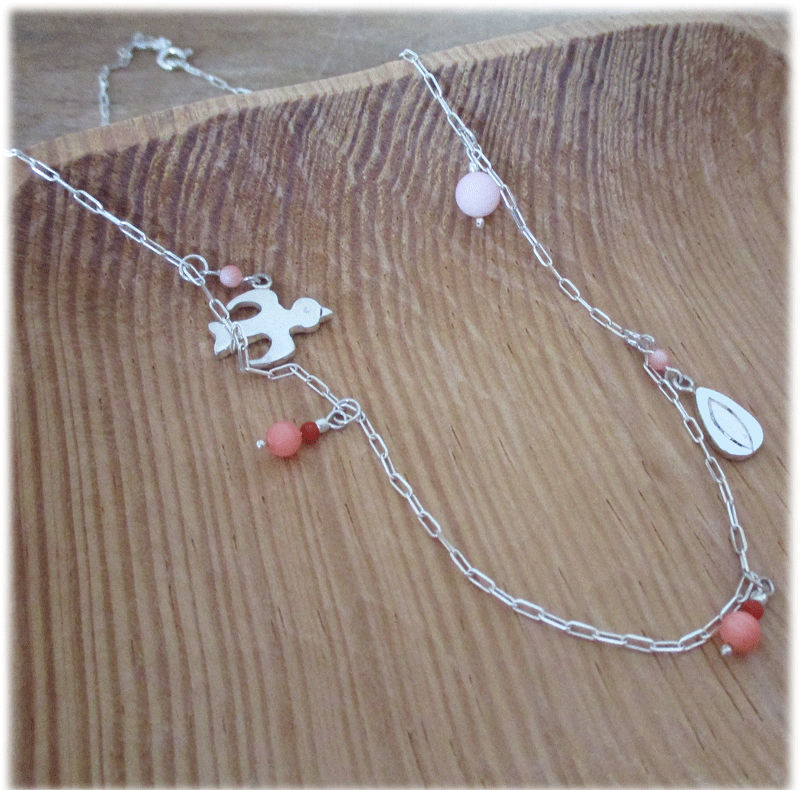 TORI＊ネックレス（Silver925×コーラル）