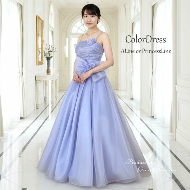 カラードレス ロングドレス 結婚式 演奏会用ドレス 発表会 ステージ 舞台衣装 ラベンダー cd01264