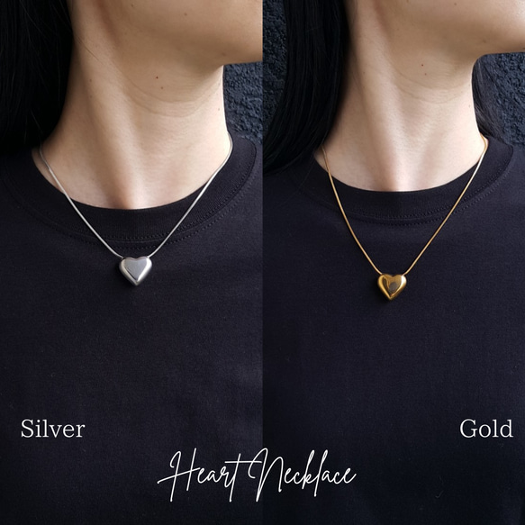 1pcs] オールステンレス ハート デザインネックレスサージカル