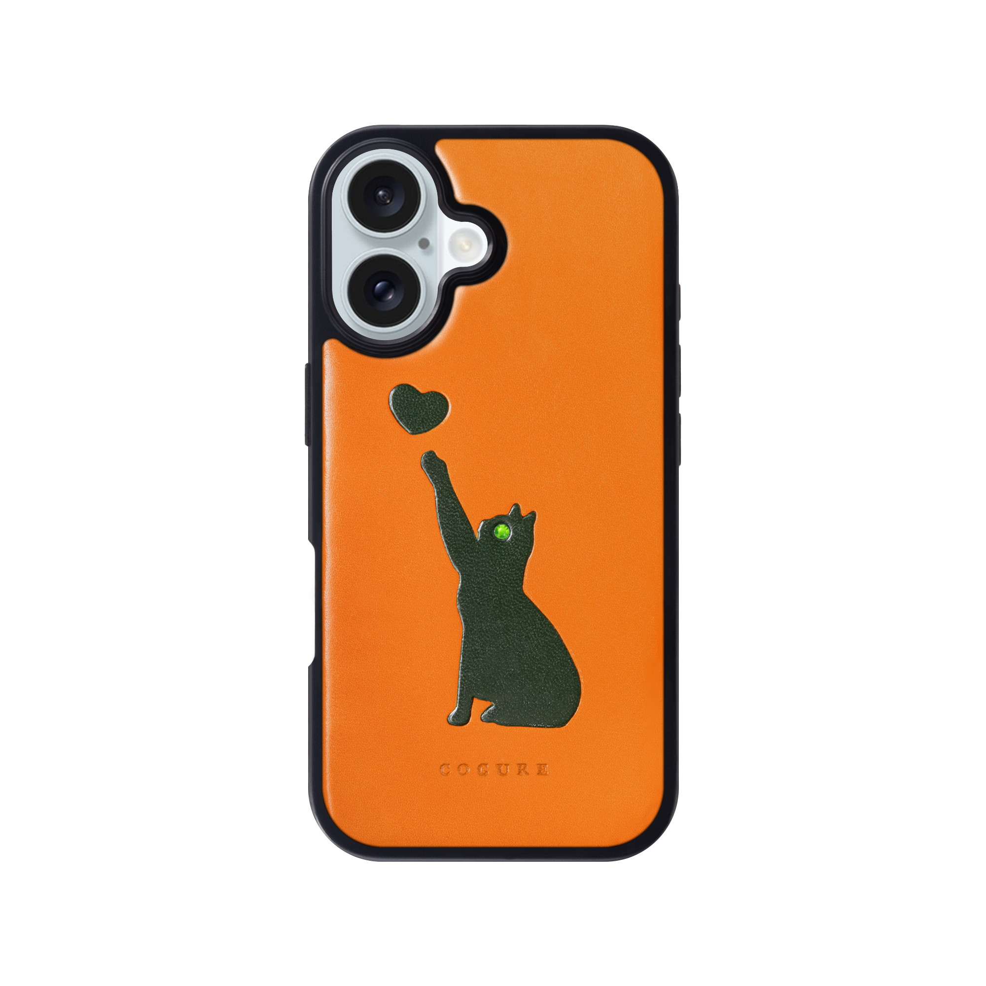 iPhone16 バックカバーケース イタリアンサドルレザー 猫柄 6色<COTCatA>