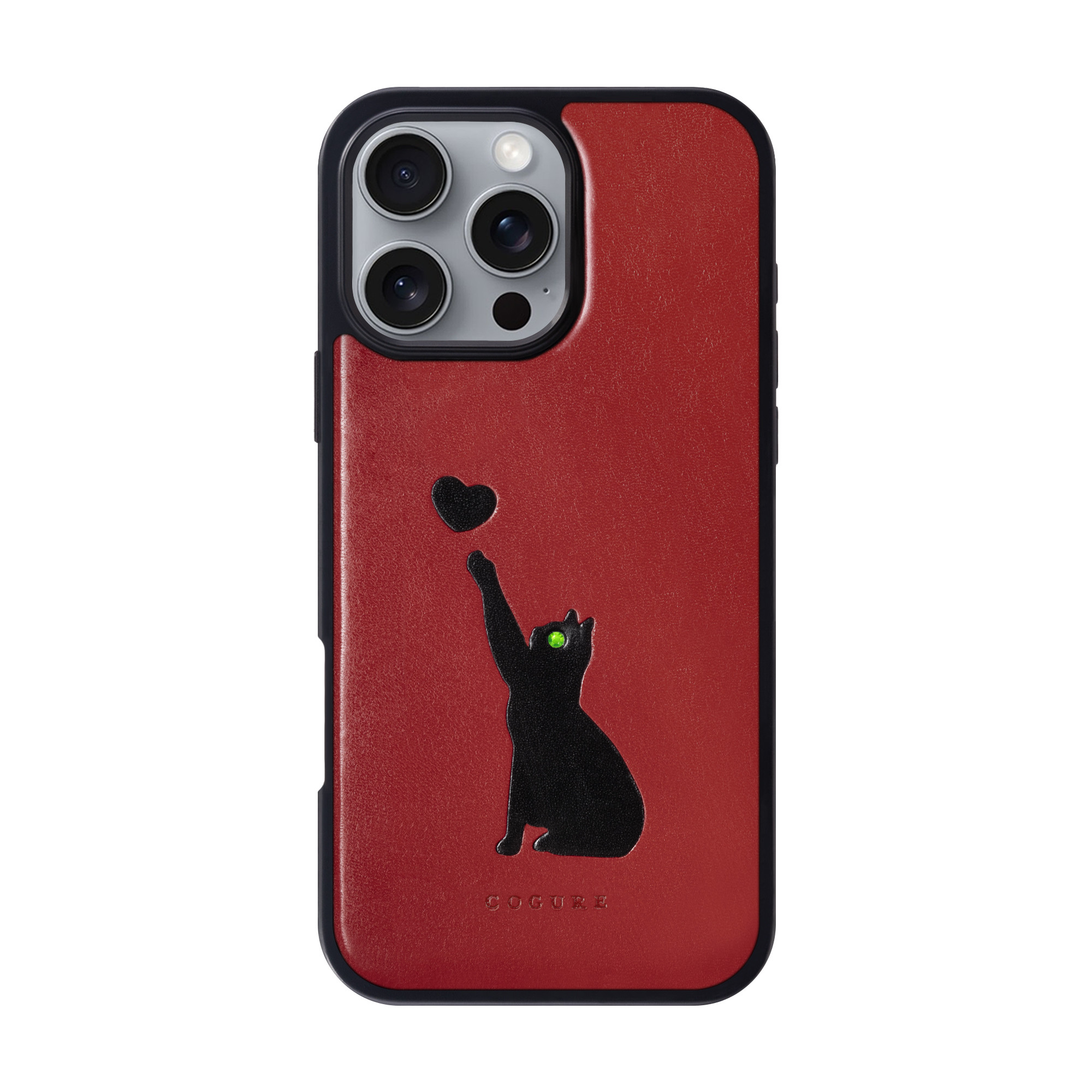 iPhone16ProMax バックカバーケース イタリアンサドルレザー 猫柄 6色<COTCatA>