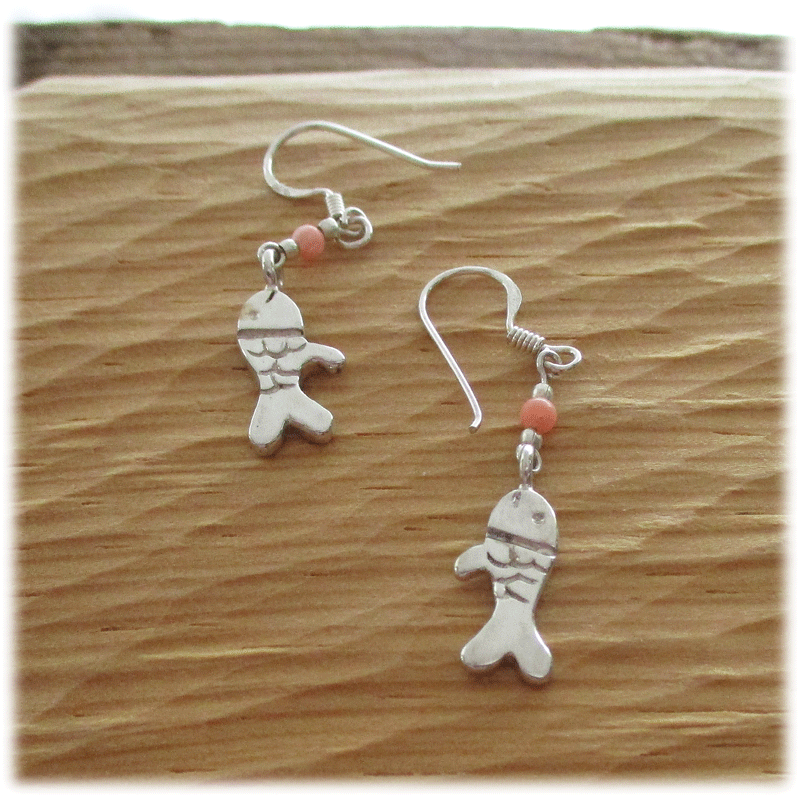 おさかな＊ピアス（Silver925×コーラル）