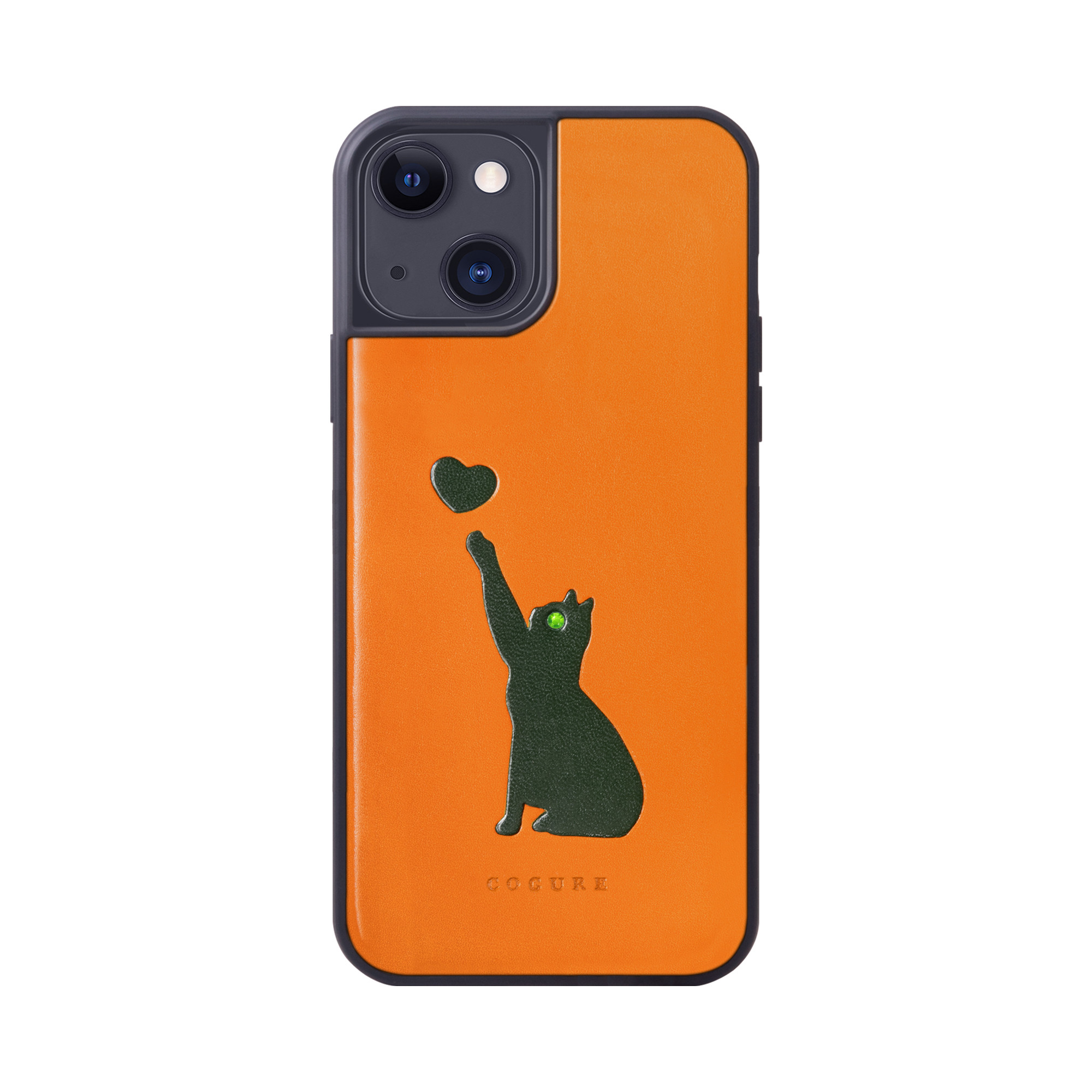 iPhone15Plus バックカバーケース イタリアンサドルレザー 猫柄 6色<COTCatA>