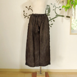 asana HEMP100% デニム風 フリンジ パンツ○草木染めマクガ asana HEMP100% デニム風 フリンジ パンツ○草木染めマクガ