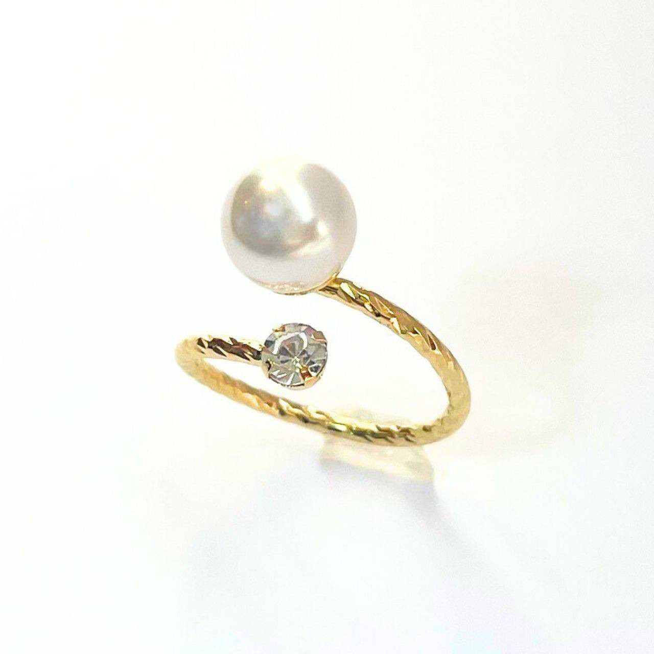 リング 指輪 パール フォークリング フリーサイズ 普段使い 結婚式 ウェディング フォーマル レディース　D5