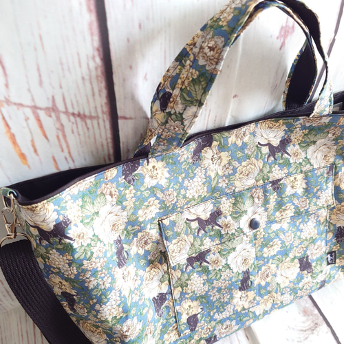 b02 2way ショルダーバッグ 猫柄 ハンドメイド トートバッグ L